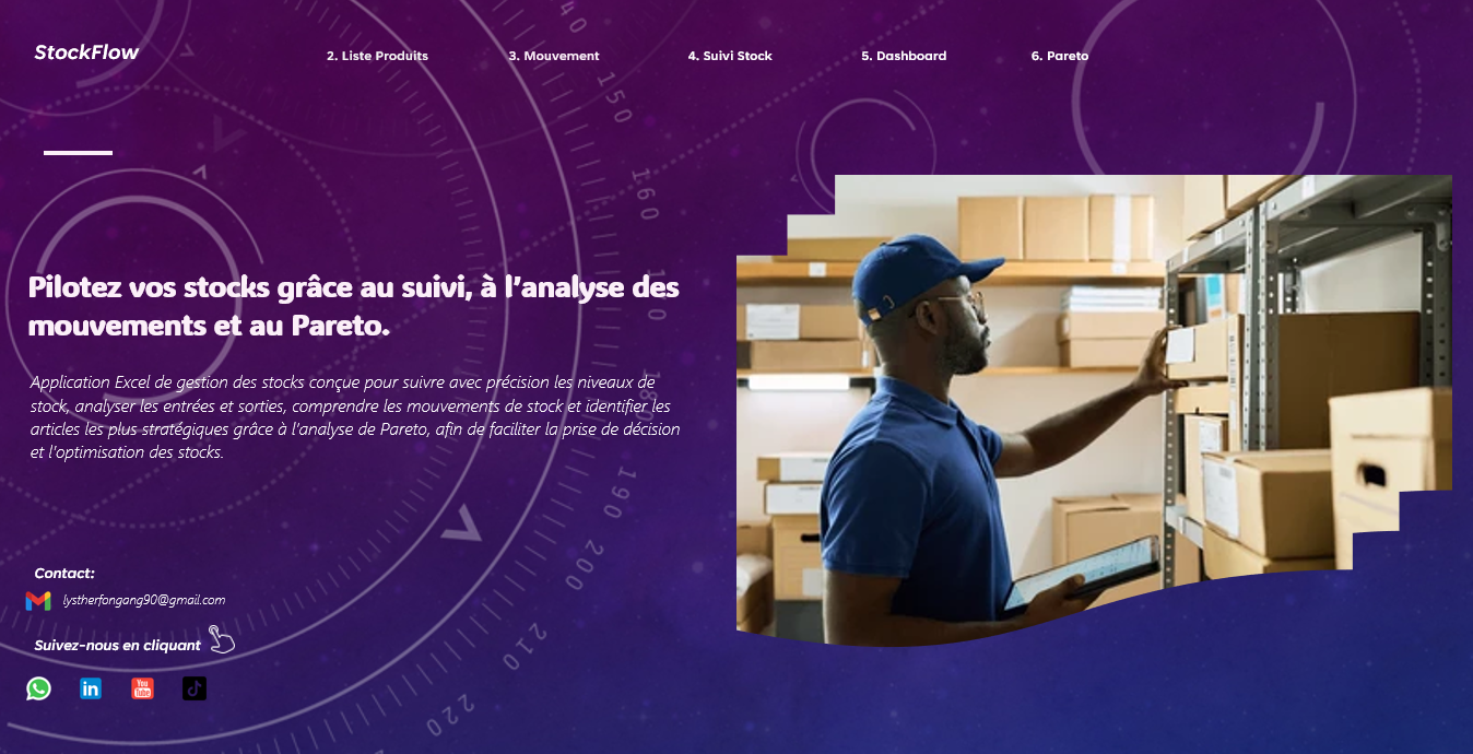 Template Excel Gestion de Stock – Suivi en Temps Réel, Alertes de Rupture & Analyse des Mouvements – Image 2