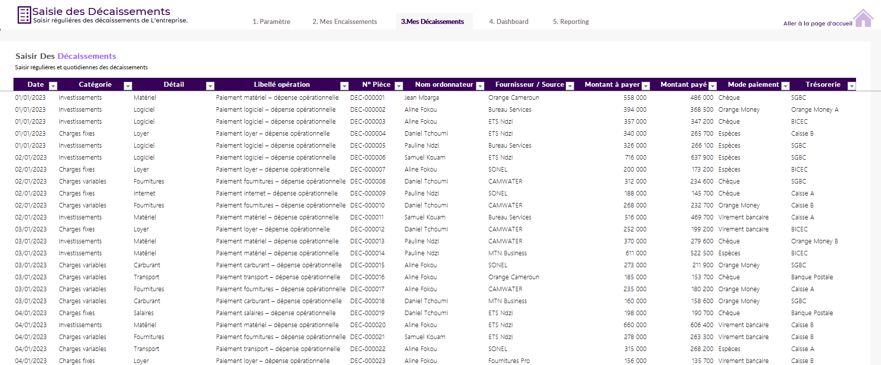 Template Excel Gestion de Trésorerie – Suivi des Encaissements/Décaissements & Prévisions Automatisées – Image 5