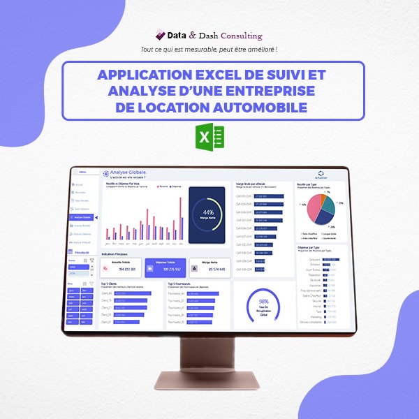 Tableau de Bord Excel de Gestion de Location Automobile – Suivi des Locations, Revenus & Rentabilité